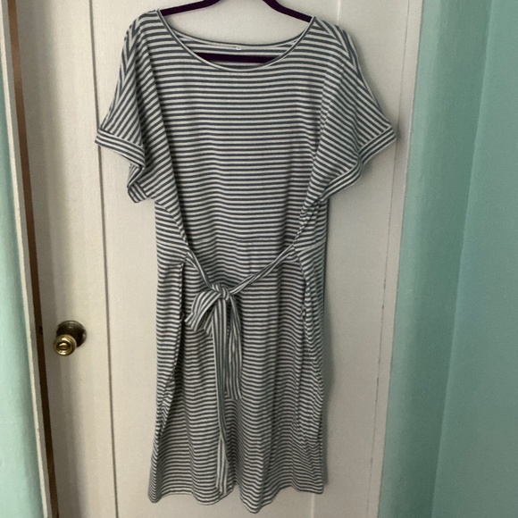 Blue & White Striped Tie-Waist Casual Dress, Size 3X - Picture 1 of 3